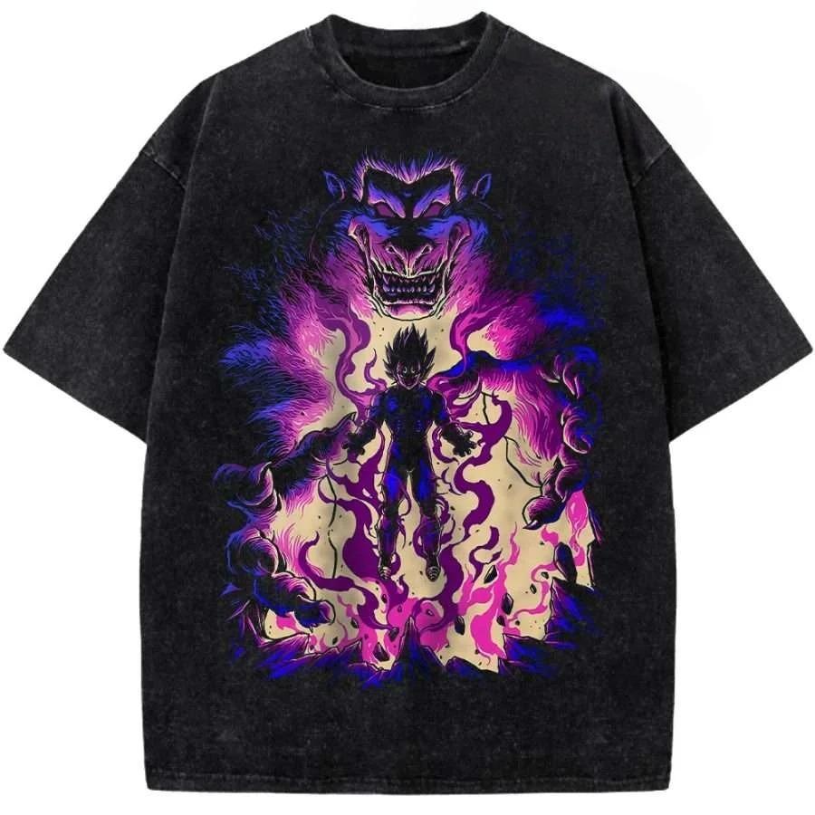 Hot Sale Dragon Ball Vegeta IV Graphic Print T-Shirt Men Women Streetwear Harajuku Fashion Vintage Washed Cotton Summer New Tee Casual Oversized Top