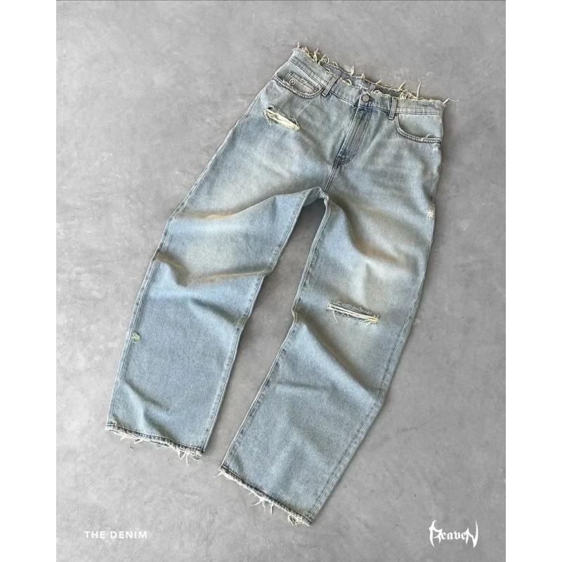 Washed Distressed Straight Fit Denim Jeans Men Women Casual Streetwear 2025