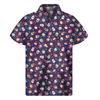 Camicie Hawaiane Grafiche con Cupcake Cartoni Animati da Uomo Camicia a Revers con Cibo Estiva Street T-shirt Larghe Bottoni Maniche Corte Blusa