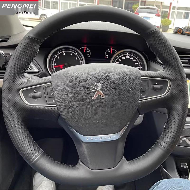Оригинальная кожаная замшевая накладка на руль Peugeot 408/Citroën C4, ручная прошивка, полное покрытие. Default