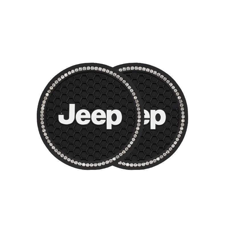 Per Jeep 2 Pezzi Sottobicchiere in Pelle Antirumore Tappetino per Tazza d'Acqua Cuscino Per Jeep Renegade Compass Grand Cherokee Wrangler Patriot Rubi
