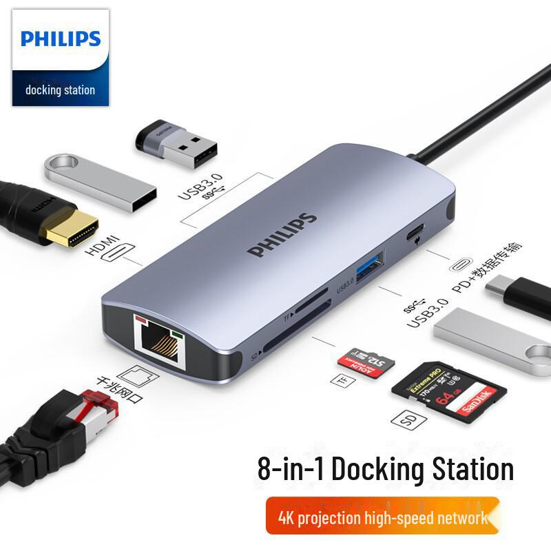 Philips Type-C Hub for Apple & Huawei: HDMI, Network, USB Expansion Dock