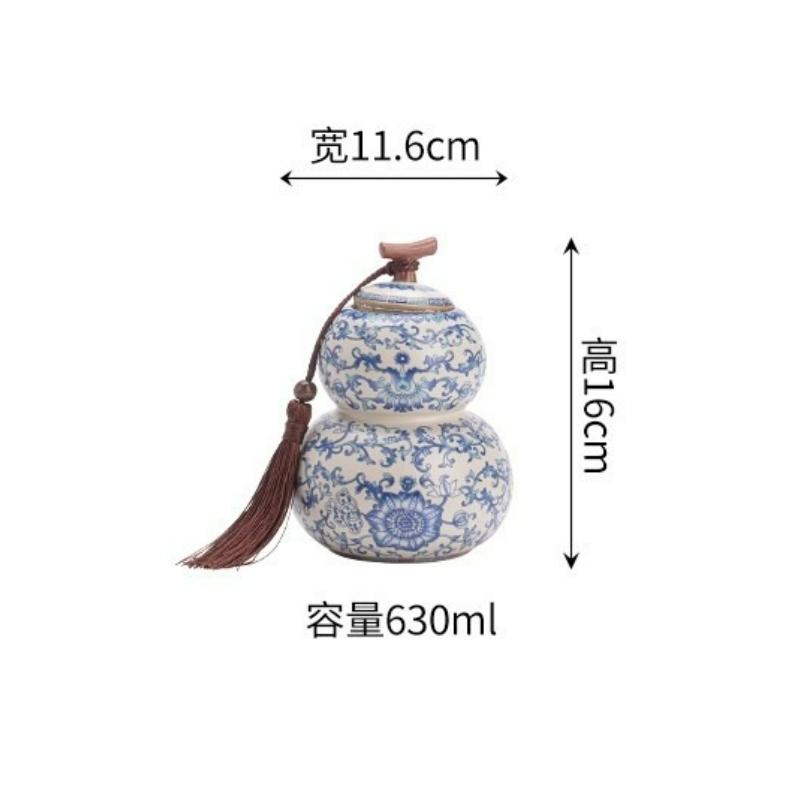Ceramic Tea Leaf Jar Blue and White Porcelain Candy Jar Household Coffee Sugar Food Storage Container Home Decor Tea Jar Gift