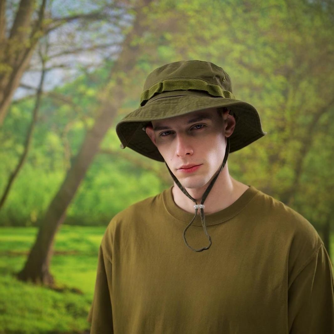 

Мужская спортивная дышащая шляпа-панама для рыбалки с защитой от солнца, женская двусторонняя шляпа для альпинизма с защитой от ультрафиолета (56-58cm)