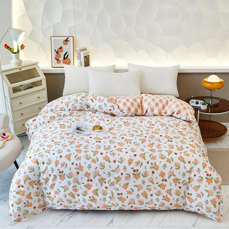Garden Colorful Floral Pattern Quilt Cover 1Pc 100% Cotton Luxury Duvet Cover Skin-friendly Soft Easy Care Queen Size Bedding