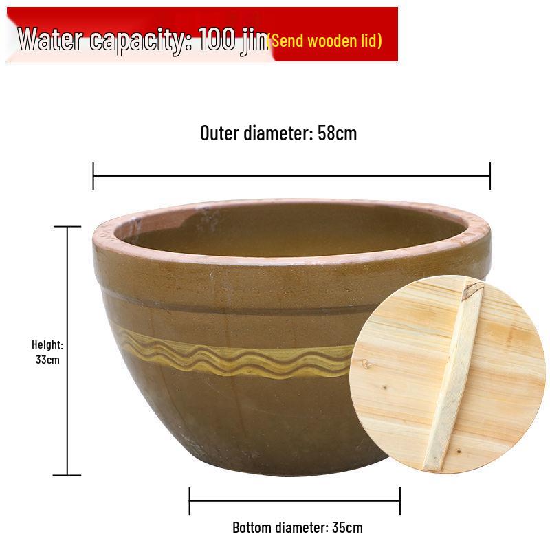 Traditional Ceramic Water Jar for Pickling, Rice Wine Fermentation, or Flour Storage