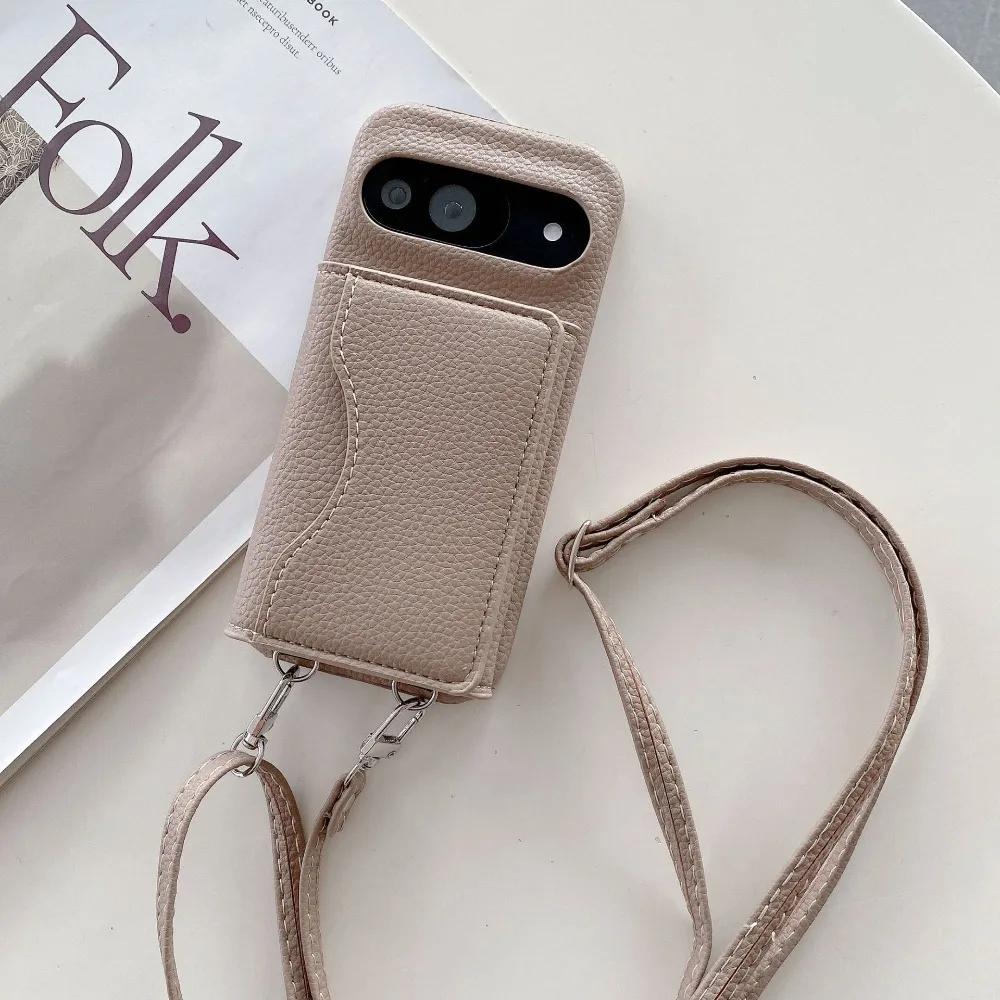 

Crossbody rope Wallet with Card Slots Protective Phone Case for Google Pixel 6 7 8 9 Pro XL 9A 8A 7A 6A PU Leather Cover Google Pixel 5a 5G хакі