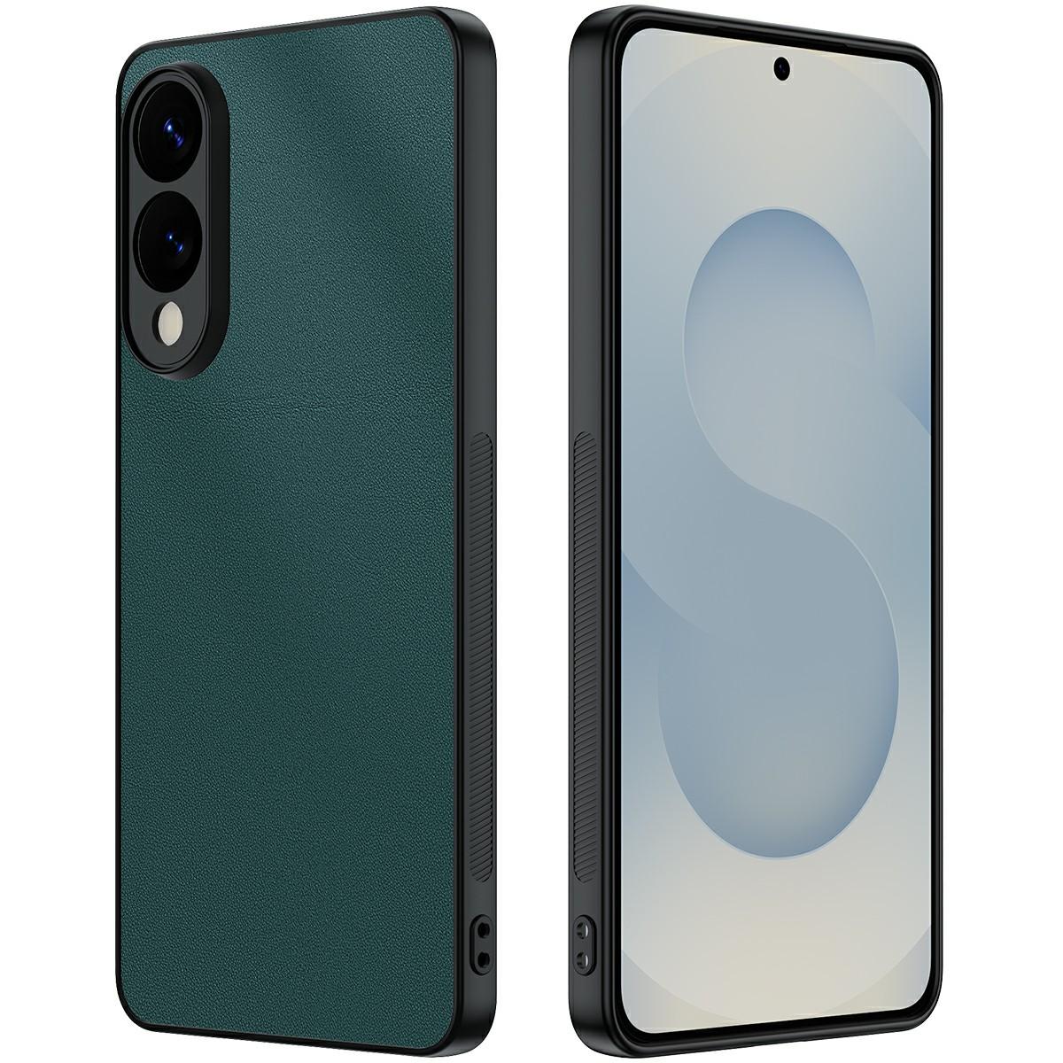 

For Samsung Galaxy S25 Edge Case PU Leather Coated PC+TPU Anti-Drop Phone Cover Green