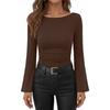 Women S Slim Fit Long Sleeve Flared Sleeve T Shirt Solid Color