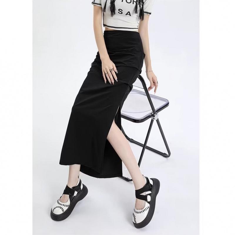 Women's Summer High Waist Retro Cargo Midi Skirt - Ruched, Quick-Dry, Bodycon Design