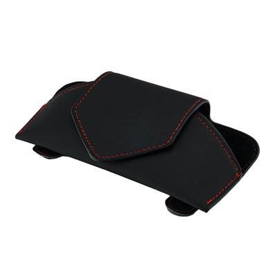 SKYBELL Auto Sonnenbrille Echtes Leder mit Clip und Magnetischer Brillen Sonnenblende Schwarzes Etui, Befestigung, Halter, Tasche,