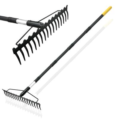 BlumeTrec Verstellbare Länge Edelstahl 17 Manganstahl Metall Robust für Gras Blatt Land Boden Boden Land Rasen Mulch Gartenwerkzeug Rechen,