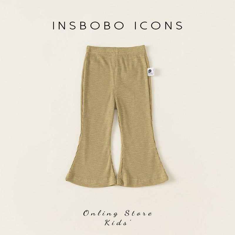 Insbobo Girls  Trousers Summer Thin Children s Anti-Mosquito Pants Casual Women s Baby Bell-Bottom Pants Early Summer Wear Air Conditioning Pants Yellow Green 80