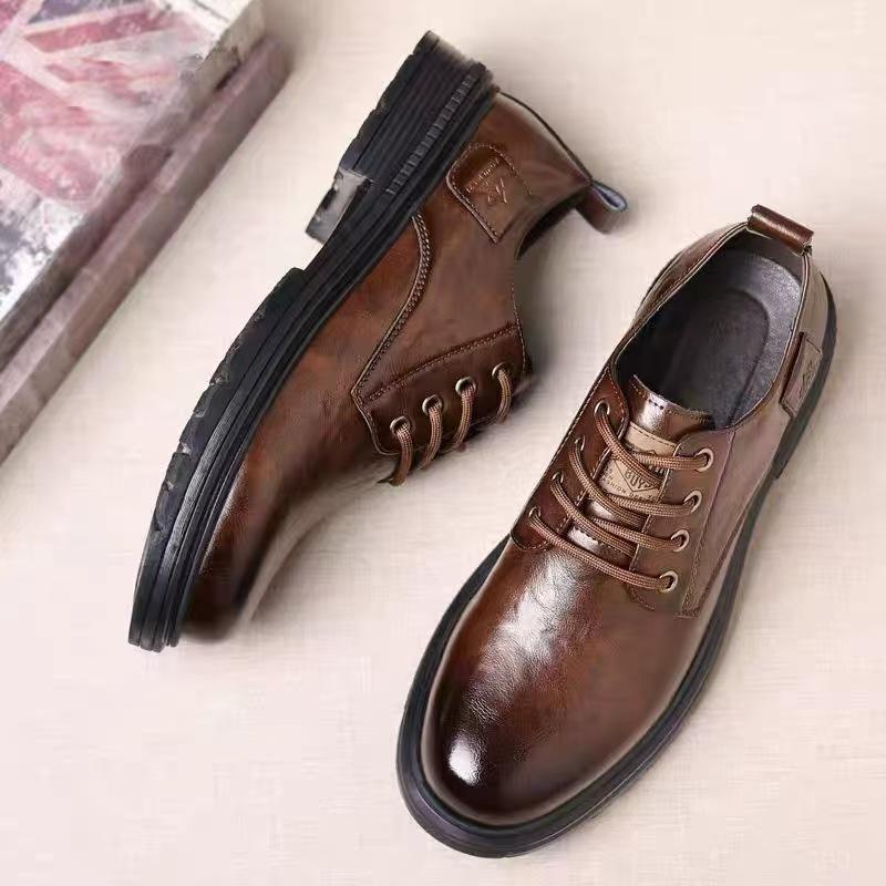 New British Style Leather Shoes for Men Martin Boots for Men Soft Sole Low Top Versatile Retro