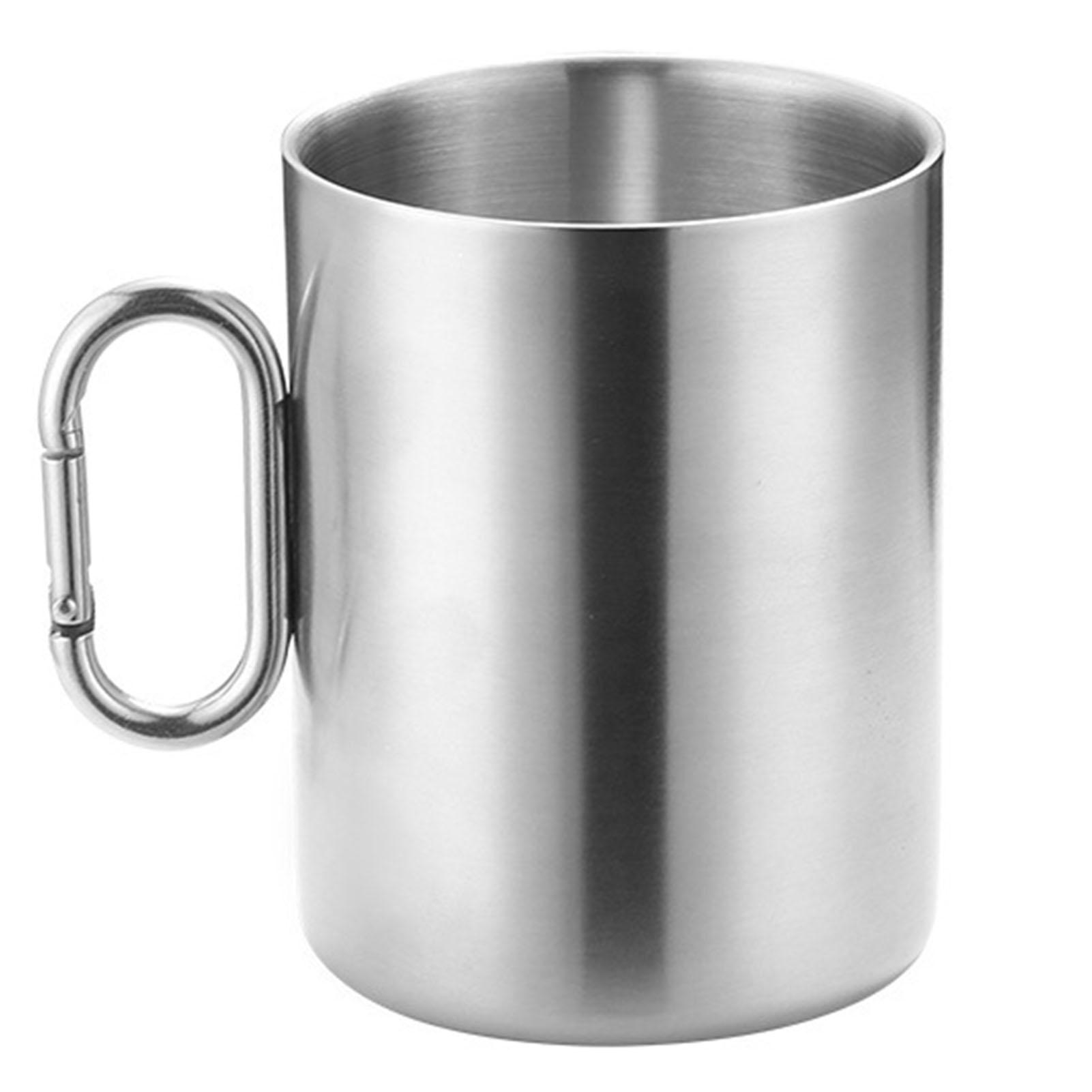 200ml/300ml/400ml Camping Water Cup Stainless Steel Coffee Mug Tea Cup With Carabiner Handle