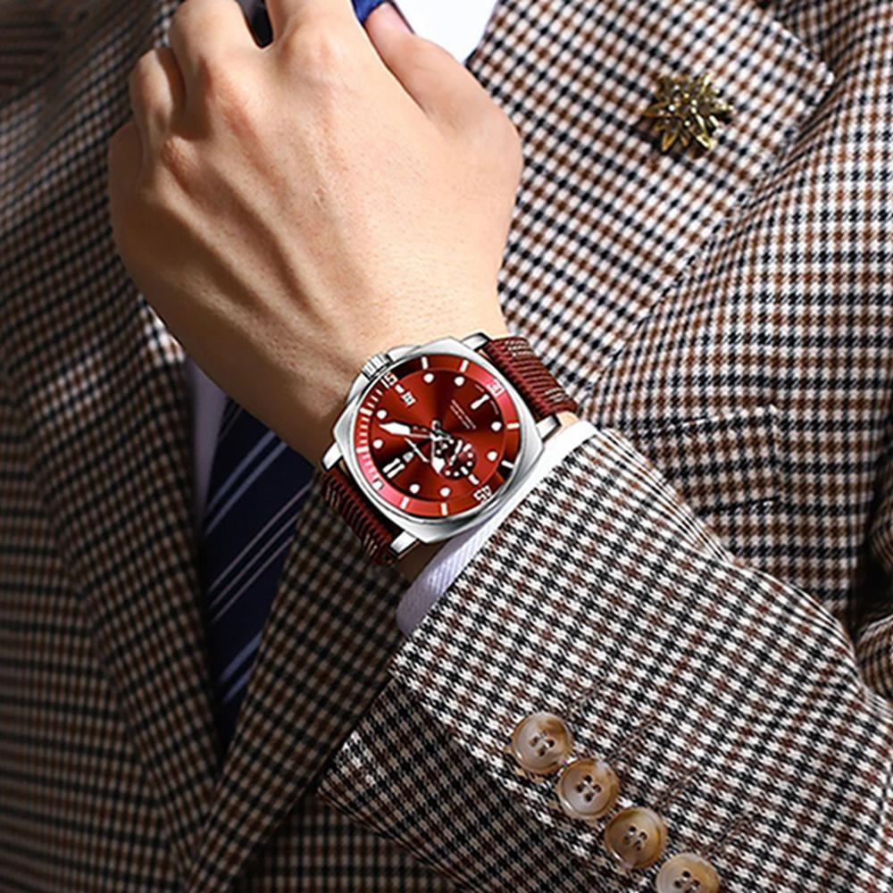 POEDAGAR Quartz Movement Luminous Hands Watch Mens Casual Nylon Strap Date Male Wristwatches Waterproof Clcok