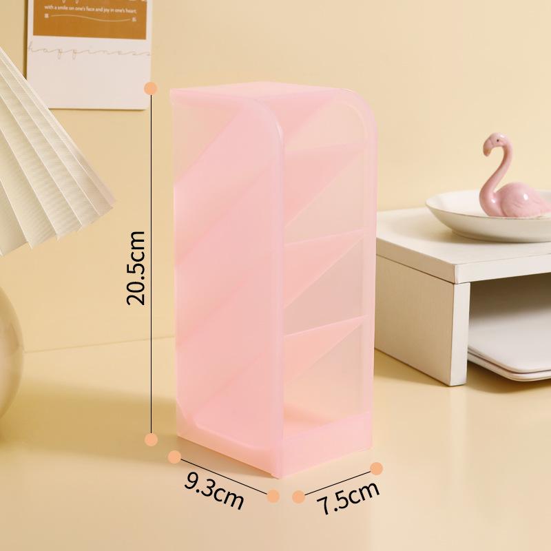 Macaron Color 4 Grid Oblique Insertion Desktop Organizer Pen Holder Pencil Makeup Brush Storage Box School Stationery Quality