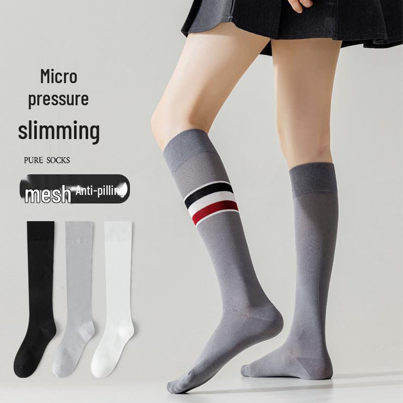 Women's Slimming Mid-Calf Black Cotton Compression Socks