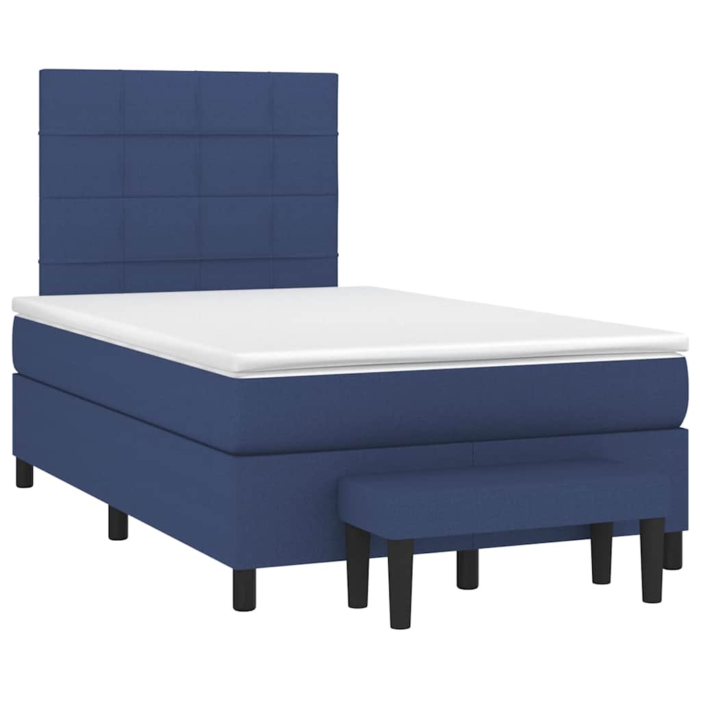 Box Spring Bed with Mattress Blue 120 x 190 cm Fabric