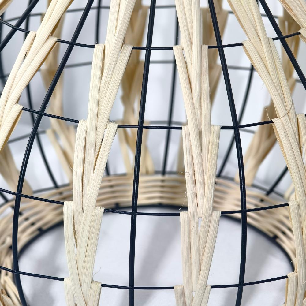 30cm Hand-woven Rattan Pendant Light Wicker Chandelier Light Dining Homestay Retro Hotel Hemp Rope Lantern Bamboo Hanging Lamp