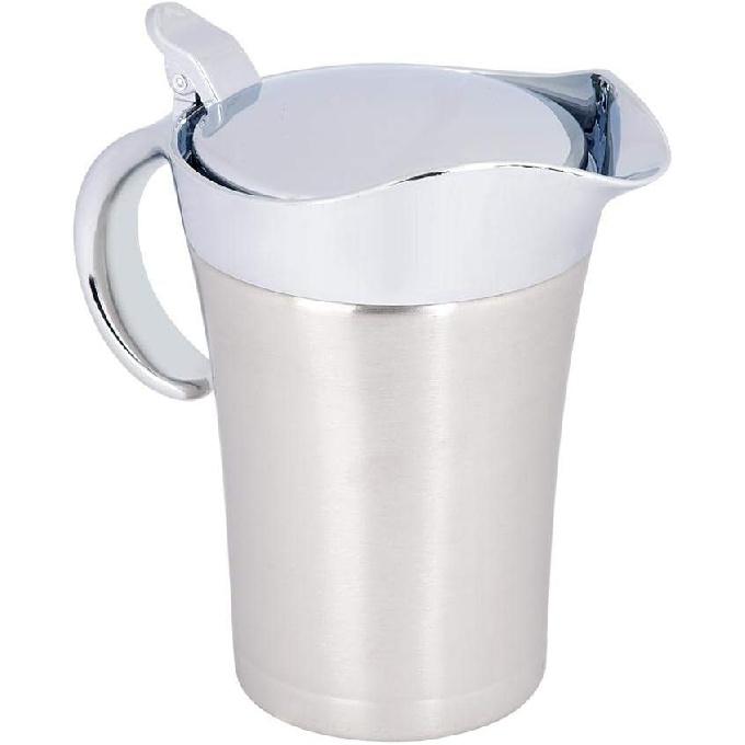 450ML/750ML 304 Stainless Steel Thermal Sauce Pot, Double Wall Insulated Gravy Boat Pot with Lid Serving Jug Bucket with Non-drip Spout for Juice