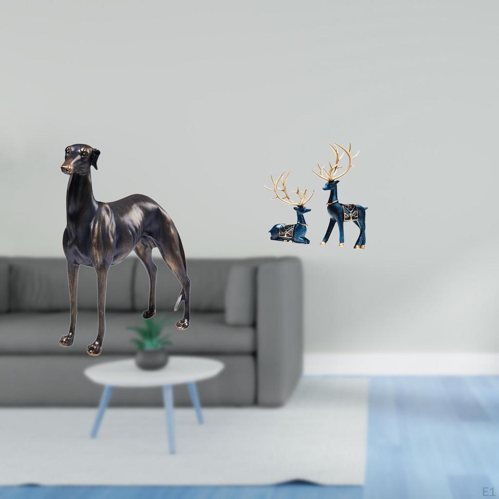 Elegant Resin Animal Figurine Set Greyhound And Reindeer Statues for Home Room Table Centerpiece