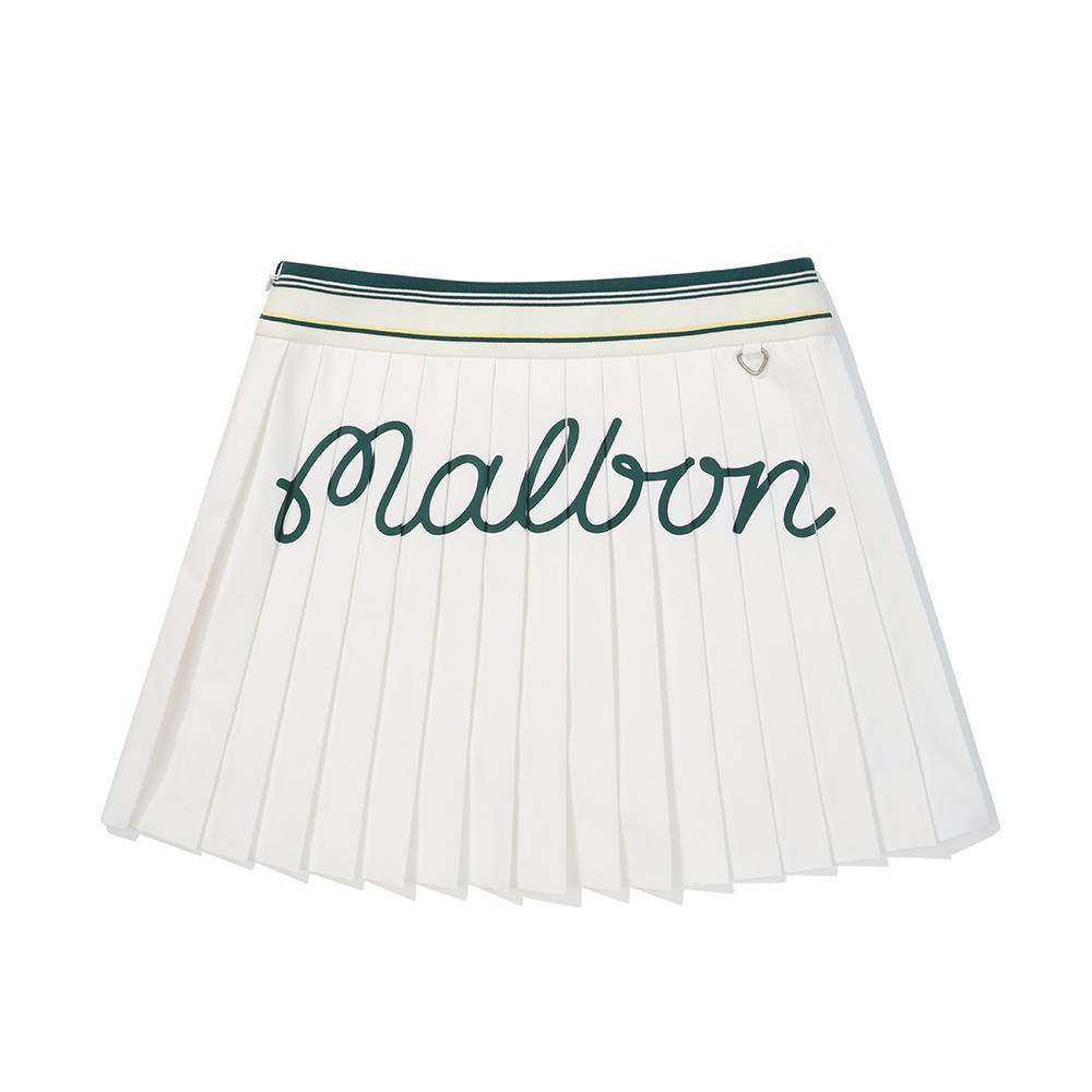 MALBON GOLF Women'S Back Pleated A-Line Skirt Off White (Woman)