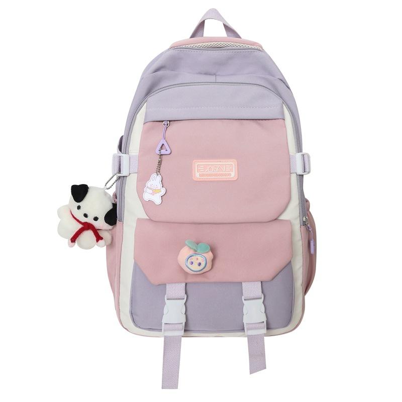 School Bag Junior High School Girls Japanese Ins College High School Versatile Contrasting Color Backpack Niche Design College Student Backpack