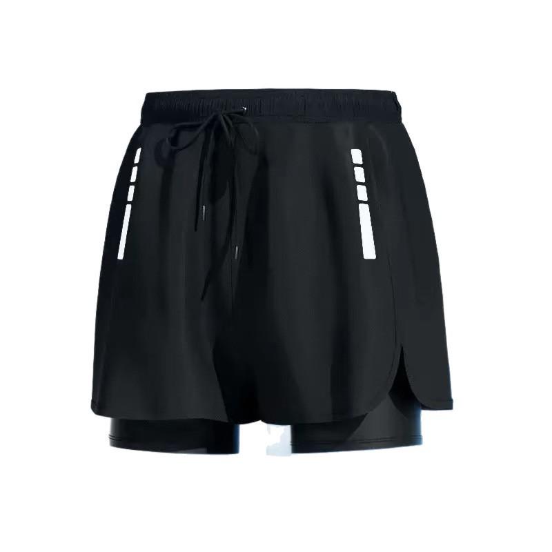 Men's Plus Size Quick-Drying Double-Layer Swim Trunks with Anti-Embarrassment Design