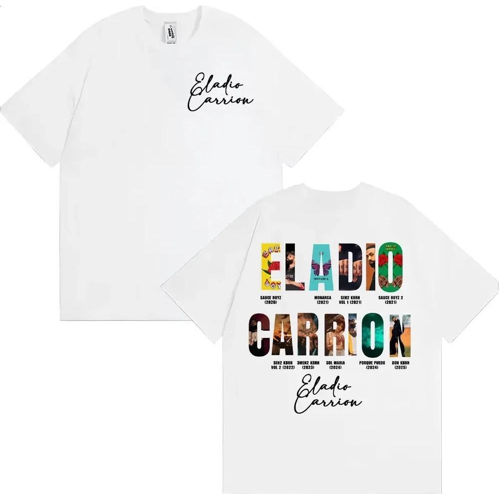 

Tour T Shirt Men Women Rapper Eladio Carrion Album Cover Vintage 90s Hip Hop Street T-shirts Casual Loose Oversized T-shirt S