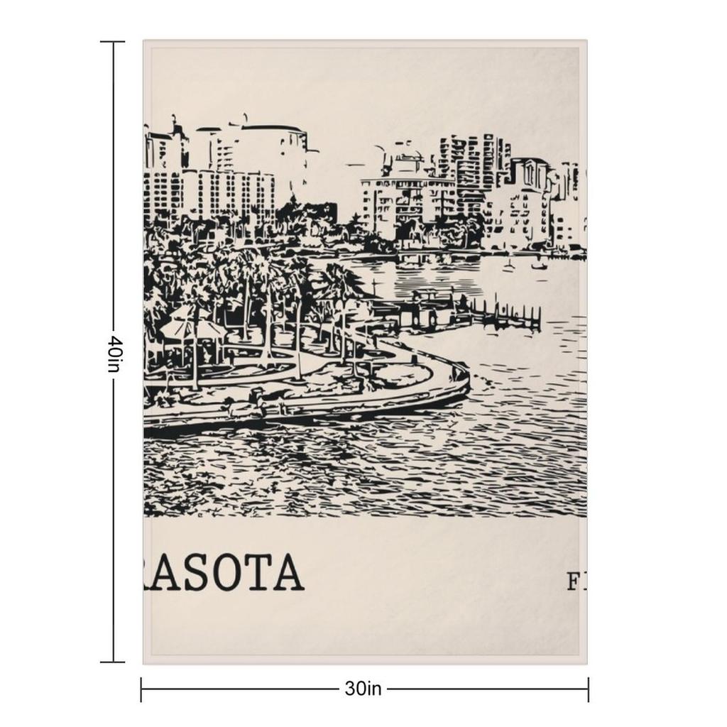 Sarasota Florida Throw Blanket Retros Travel Winter beds Flannels Blankets