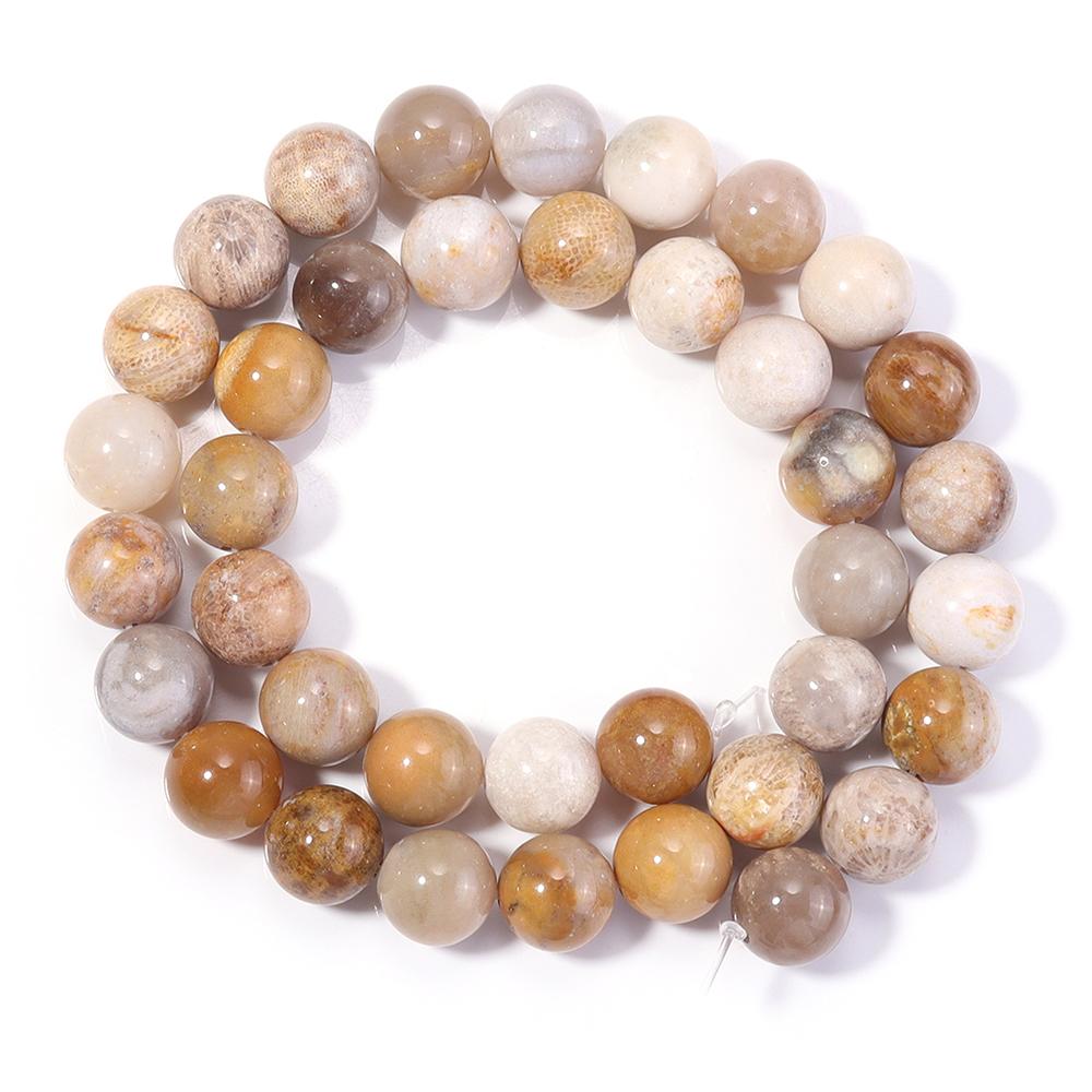 Natural Coral Jade Stone Beads 4 6 8 10 12mm Chrysanthemum Agate Round Spacer Beads For DIY Jewelry Making Bracelets Necklace
