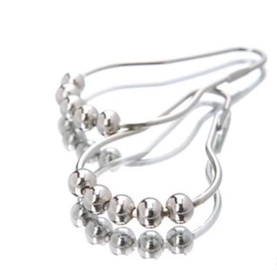 12Pcs Polished Satin Nickel 5 Roller Ball Shower Curtain Rings Bath Hooks