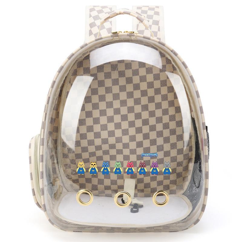 

Кошачья сумка, рюкзак для выгула домашних животных, портативная кошачья космическая капсула, шахматная доска, полностью прозрачный портативный рюкзак, сумка для кошек 42*32*28cm
