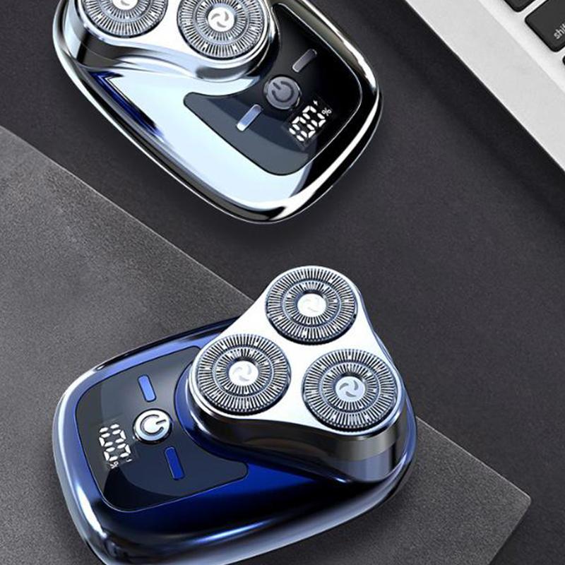 Drei-Klingen-Kopf-Elektrorasierer mit Digitalanzeige, USB-Aufladung, männlicher Rasiertrimmer, abnehmbare Klinge, waschbarer Mini-Rasierer