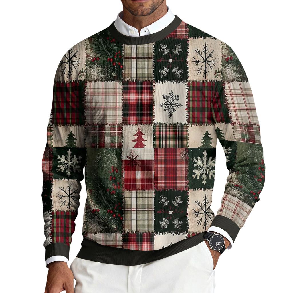 Men's Round Neck Long Sleeve Ribbed Knit Pullover