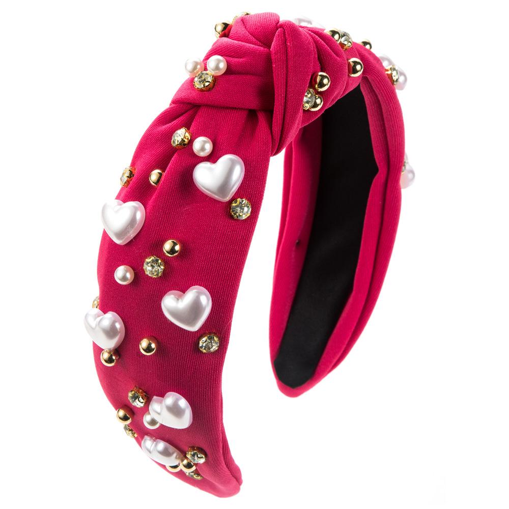 Fashion Valentine's Day Hairband - Heart-shaped Hairband for Women, Wide Edge, Knotted Design, Versatile and Sweet Hair Accessory