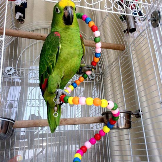 Parrot Bites Toy Fuuny Wear-resistant Spiral Ladder Wood Beads Bird Swing for Home