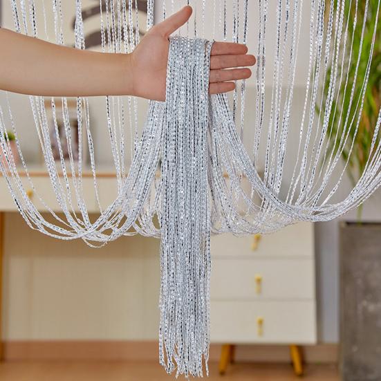 Glitter String Curtain Sparkling Door Fringe Curtain Tinsel Backdrop Privacy Curtain Room Divider Curtain for Doors Closets Windows Walls Party Decor