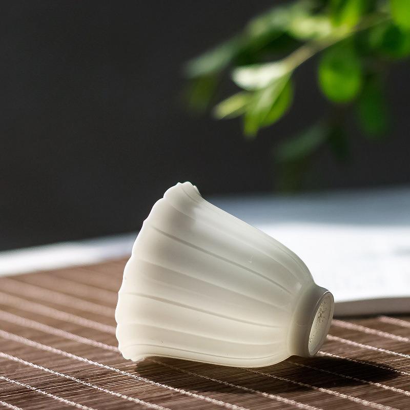 Chinese teacup Dehua suet jade white porcelain handmade exquisite master cup kung fu small cup tea cup  200ml