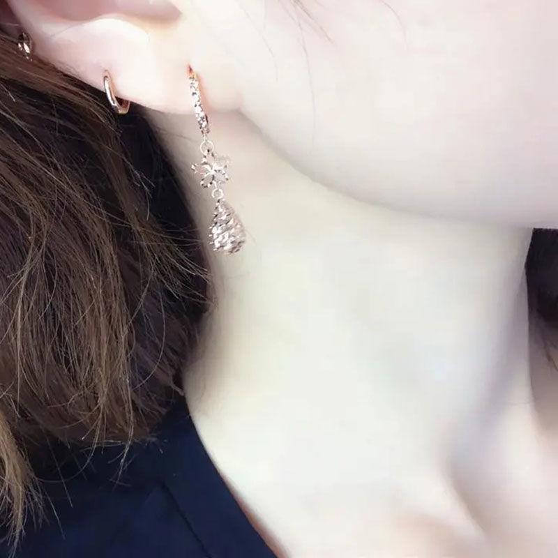 Purple Gold Star Water Drop Earrings Fashionable Personality Generous Rose Gold Plated Long Earrings
