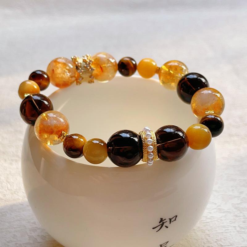Natürliches Multi-Schatz-Kristall Tigerauge Stein Tee-Kristall Citrin Armband Original Mode Exquisites Armband Armband Schmuck