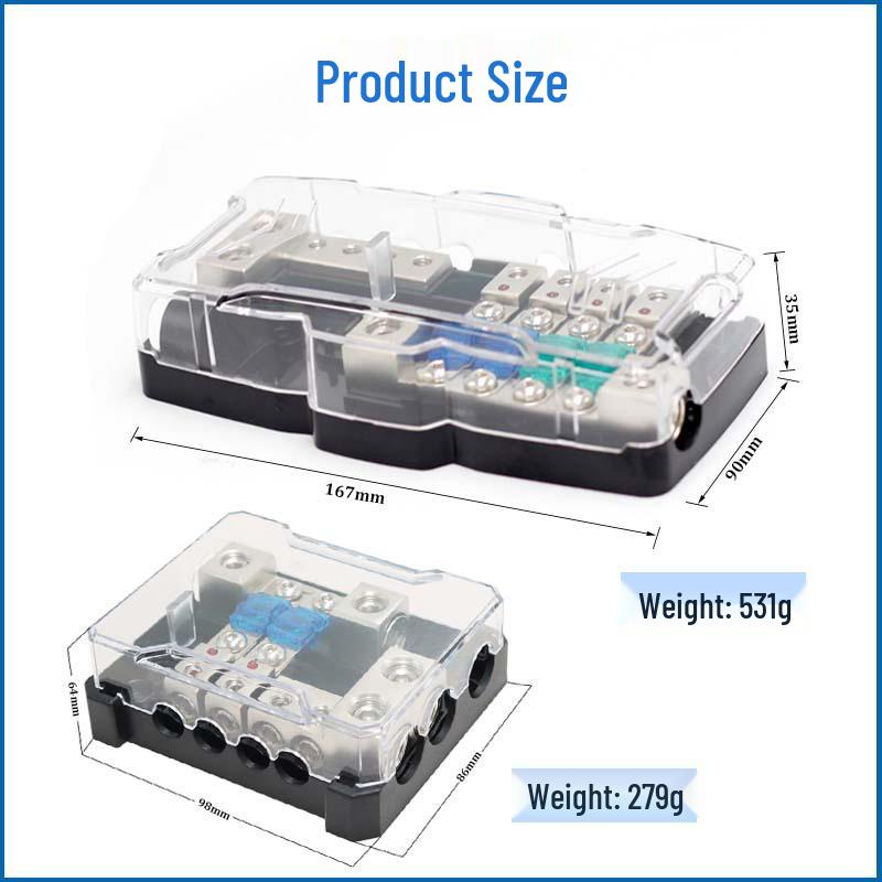 Top-Selling Car Audio Fuse Box: 4-Way/2-In 4-Out Distribution with LED Light Holder
