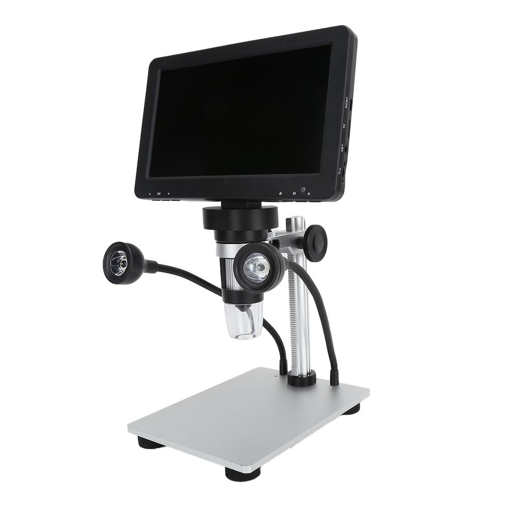 DM9 Digital Microscope 7‑Inch Screen 8 LED Lights Adjustable Brightness 1200X HD USB Video Microscope