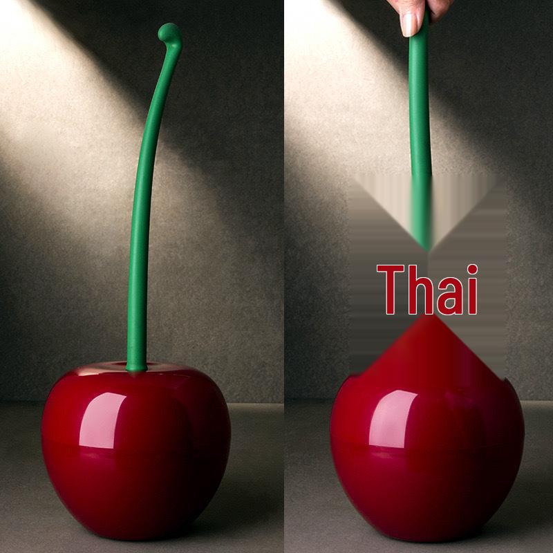 Cherry Long Handle Toilet Brush Set - Corner-Free Bathroom Cleaner