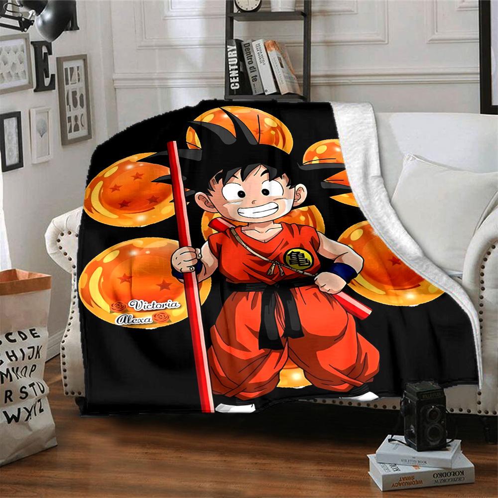 1 szt. Dragon Ball Z, Goku Miękki Ciepły Koc Piknikowy Koc do Drzemki na Kanapę Sofa Biuro Łóżko Kemping Podróż, Wygodny