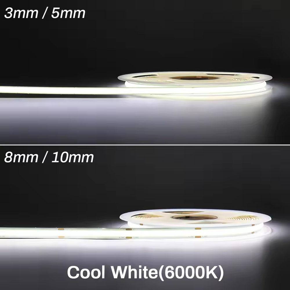 COB LED Strip Light 5V 12V 24V 320 400 LEDs Flexible Tape 5mm 3mm 8mm PCB Warm White/White High Density Linear Lights