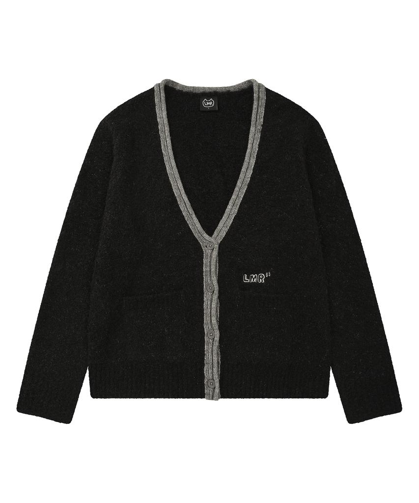 LMR Contrast Point Boucle Cardigan Black
