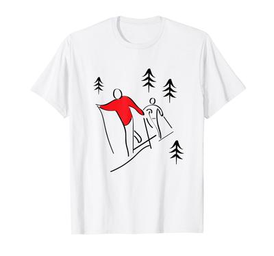 Illustration Cross Country Ski Design Winter Sports T-Shirt