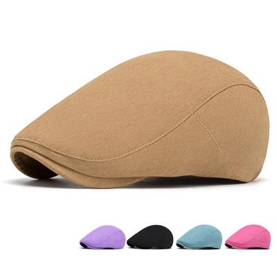 Solid Color Peaked Cap Women's Spring Summer Beret British Newsbsboy Cap Men's Forward Cap